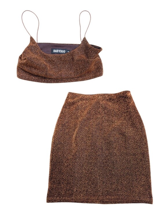 babyboo Dresses & Skirts - Babyboo Bronze Metallic Skirt Set